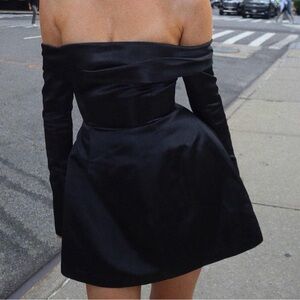 Commense Off Shoulder Black Mini Dress